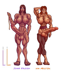 big_penis brown_hair futanari measurements muscular muscular_futanari penis_size_difference red_hair rookerrant