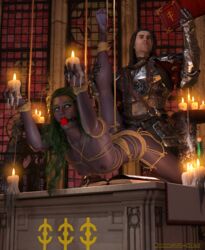 3d alliance_(warcraft) altar armor ass_up ball_gag blizzard_entertainment bondage book breasts breasts_out candle church domination drooling elf_ears elf_female female_penetrated gag gagged green_hair heretic human humiliation kaldorei knight leg_lift legs_up lordaeron male male_human/female_elf male_penetrating mooncraft night_elf nipples paladin_(warcraft) penetration pierced_nipples pointy_ears purple_skin religious scarlet_crusade scarlet_monastery sex small_breasts speech suspension tied_hands tied_up warcraft wax_play white_eyes world_of_warcraft