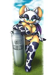 anthro big_ass big_breasts cow_bikini cow_ears cow_print got_milk milk omegasunburst rouge_the_bat seductive sonic_(series)