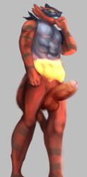 1boy animal_humanoid anthro cat_humanoid erazorrazor felid felid_humanoid feline feline_humanoid fire fur hi_res humanoid incineroar male male_only mammal mammal_humanoid muscular nintendo pokémon_(species) pokemon red_body red_fur solo video_games