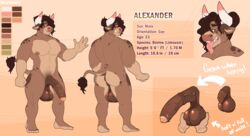 absurd_res alexander_(bullstarhaku) animal_genitalia animal_penis anthro anus ass balls big_balls big_pecs big_penis bovid bovine bullstarhaku cattle equine_penis fan_character genitals hi_res invalid_tag male mammal milk model model_sheet nipples pecs penis solo solo_male