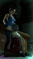 2girls 3d 3d_(artwork) ada_wong ada_wong_(adriana) arms_behind_back asian asian_female bondage capcom cunnilingus forced forced_oral hand_on_head handcuffs heels interracial jill_valentine jill_valentine_(sasha_zotova) licking_pussy no_eyewear on_knees oral oral_sex pants_down pussy resident_evil resident_evil_2 resident_evil_2_remake resident_evil_3 resident_evil_3_remake sashacakies standing_cunnilingus yuri