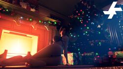 3d ada_wong ada_wong_(adriana) asian asian_female ass black_hair christmas christmas_lights erect_nipples feet female italessio27 large_ass lingerie looking_at_viewer medium_breasts no_eyewear presenting_hindquarters resident_evil resident_evil_2 resident_evil_2_remake seductive short_hair solo string_panties