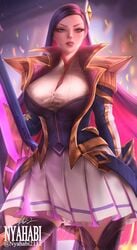 battle_academia_caitlyn battle_academia_series big_breasts caitlyn_kiramman league_of_legends nyahabi2112 school_uniform thick_thighs