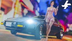 3d abs ada_wong ada_wong_(adriana) asian asian_female car female fit fit_female italessio27 light-skinned_female light_skin lingerie medium_breasts no_eyewear outside panties pink_lingerie pink_panties resident_evil resident_evil_2 resident_evil_2_remake short_hair solo sports_car transparent_clothing underwear