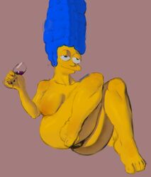 1girls breasts dogocurry female marge_simpson solo the_simpsons wine