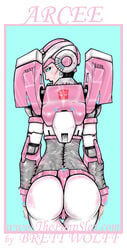 1girls 2d arcee arcee_(g1) artist_request ass autobot_insignia back back_view big_ass big_butt blue_eyes butt female female_only looking_at_viewer looking_back rear_view robot robot_girl round_ass solo solo_female tagme_(artist) transformers transformers_g1