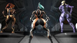 3d 3girls ass backside big_ass big_breasts big_butt breasts female female_only ivara_(warframe) presenting presenting_hindquarters rayhuma sfm showing_ass source_filmmaker thick thick_ass thick_thighs thighs trio trio_female valkyr_(warframe) viewed_from_behind warframe watermark wisp_(warframe)