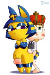 2020 alpha_channel animal_crossing ankha anthro ass bodily_fluids bottomless butt_grab clothed clothing crown domestic_cat drooling duo egyptian erection facial_hair felid feline felis female female_on_human genital_fluids genitals goatee green_eyes hand_on_butt hi_res human human_on_anthro interspecies lewdacris lewdacris8008 male male/female male_on_anthro mammal mostly_nude nintendo penis precum purple_eyes pussy saliva sex standing standing_sex t+4t thick_thighs thigh_sex toony transparent_background video_games villager_(animal_crossing) wide_hips yellow_body