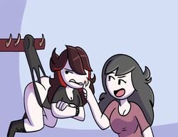 bad_parenting big_breasts brown_hair colored_sketch comic edit embarrassed hanging_wedgie humiliation jaiden jaiden's_mom jaiden_animations jaiden_gets_a_wedgie_from_her_mom jaidens_mom mother_and_child mother_and_daughter off_the_ground panty_pull red_hair semidraws teenager wedgie younger_female youtube youtuber