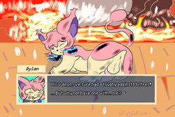 after_battle animal_genitalia before_sex butt feral girly lava nintendo penis pink_body pink_fur pokemon pokemon_mystery_dungeon pokesiimii precum presenting presenting_hindquarters rock skitty smile