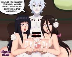 1boy 2girls areolae balls big_breasts big_penis bimbo blue_eyes blue_hair boruto:_naruto_next_generations brown_hair busty censor_bar censored climax comic cum cum_on_breasts cum_on_face dialogue double_paizuri ejaculation english_text erect_nipples erection female hand_on_head hand_on_shoulder hinata-hime huge_cock hyuuga_hanabi hyuuga_hinata large_areolae large_breasts large_penis light-skinned_female light_skin lips long_hair looking_at_penis looking_down male naked naruto naruto:_the_last naruto_(series) nipples nose_blush nude nude_female nude_male otsutsuki_toneri paizuri pale-skinned_male pale_skin penis penis_awe pink_legwear pink_lipstick pink_nipples ponytail purple_eyes sex sisters sitting speech_bubble story straight teamwork testicles text threesome tied_hair titjob veiny_penis white_skin