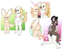 1boy 2girls absurd_res aggressive_retsuko anal anal_sex anthro balls blackmore blush bodily_fluids canid canine canis cum cum_in_ass cum_inside domestic_dog fellatio female female/female female_penetrated fennec fenneko fox genital_fluids genitals group group_sex haida heart hi_res hyaenid inui_(aggressive_retsuko) male male/female male_penetrating male_penetrating_female mammal multiple_girls oral penetration penile penile_penetration sanrio sex smooth_fur text threesome