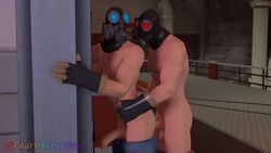 2boys 3d abs against_wall anal_penetration anal_sex animated flaccid fourtisverygay gas_mask gay gloves loop male male/male male_only mask moaning pants_down pecs penis pyro pyro_(team_fortress_2) sfm shirtless sound team_fortress_2 video