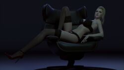 1girls 3d big_breasts black_bra black_lingerie black_panties blender blonde blonde_hair blue_eyes bra busty chair clothed clothing female female_only final_fantasy final_fantasy_vii final_fantasy_vii_remake heels high_heels large_breasts leaning_on_elbow lingerie lipstick makeup office_chair pale-skinned_female pale_skin panties pinup pinup_pose platinum_blonde_hair pose posing quilsfm red_shoes scarlet_(ffvii) shoes sitting sitting_on_chair solo stockings thigh_highs thighhighs tied_hair underwear