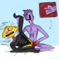 2boys anal_fisting anthro bleeding_from_anus blood crying diphallia diphallism fisting forced friday_night_funkin gay gay_sex hemipenes lemon_demon male_only male_penetrating monster_(friday_night_funkin) multi_penis penis yaoi