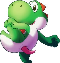 animal_genitalia anthro erection genital_slit genitals male mario_(series) nintendo penis raised_leg slit solo standing video_games warlordhunter01 yoshi