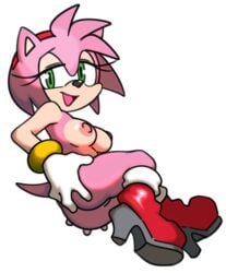 2021 amy_rose ass boots breasts butt_grab clothing colored eulipotyphlan eyelashes female footwear genitals gloves hair hand_on_butt handwear hedgehog light lighting looking_at_viewer mammal mobian_(species) mostly_nude nipples pink_hair pose pussy sega shaded simple_background sketch smile solo sonic_(series) sonic_the_hedgehog_(series) traced watatanza white_background