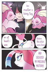 comic comic_page dialogue eeveelution female feral group hi_res human human_on_feral male male/female mammal nintendo pokémon_(species) pokemon princelore princeloread sparkles sylveon text vaporeon video_games zoophilia