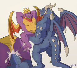 2boys activision adult_spyro anal anal_sex anthro anthro_on_anthro anthro_penetrated anthro_penetrating anthro_penetrating_anthro balls blue_body bodily_fluids bubba_(spyro) claws cum cum_in_ass cum_inside dragon duo galaxia22 gay genital_fluids genitals hi_res horn humanoid_genitalia humanoid_penis male male/male male_only male_penetrated male_penetrating male_penetrating_male muscular muscular_anthro muscular_male penetration penile penile_penetration penis purple_body scalie sex simple_background spyro spyro_reignited_trilogy spyro_the_dragon standing standing_sex toe_claws video_games white_background wings yaoi