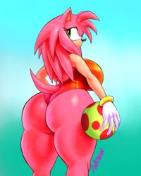 absurd_res amy_rose arkman ass big_breasts big_butt breasts clothing female hi_res solo sonic_(series) sonic_the_hedgehog_(series) swimwear thick_thighs wide_hips