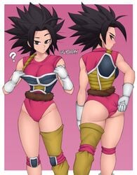 1girls armor ass big_ass big_breasts black_eyes black_hair breasts caulifla cosplay dragon_ball dragon_ball_super dragon_ball_z female female_only female_saiyan flytrapxx gloves large_ass large_breasts leotard looking_at_viewer looking_back saiyan saiyan_armor saiyan_tail seripa_(cosplay) solo tail thick_thighs tight_clothing