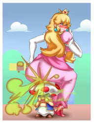 ass_in_dress big_butt blush bottom_heavy colored cruelty crying curvy dress embarrassed fart fart_cloud fart_fetish farting farting_on_another femdom lazei looking_back mario_(series) nintendo princess_peach sitting sitting_on_head sitting_on_person smelly smelly_bottom stinky stinky_ass stinky_butt super_mario_bros. tears toad_(mario) yoshizilla