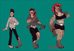 1girls clothing fti_transformation furry futanari hhazard hyena sequence solo tagme transformation transformation_sequence