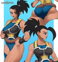 1girls armor ass big_ass black_eyes black_hair black_lips breasts dark-skinned_female dark_skin dragon_ball dragon_ball_super female female_only female_saiyan kale kamekuzu kameseru large_ass leotard lipstick saiyan saiyan_armor saiyan_tail solo tail thick_thighs universe_6/universe_7 universe_6_saiyan/universe_7_saiyan