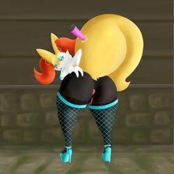 1:1 anthro anus ass bedroom_eyes big_butt bimbo bimbofication blue_eyeshadow blue_lipstick bpq00x bracelet braixen breasts butt_grab clothing colored colored_nails ear_piercing ear_ring eyeshadow female fishnet fishnet_legwear fishnets genitals half-closed_eyes hand_on_butt hi_res high_heels humanoid_genitalia humanoid_pussy jewelry legwear lipstick looking_at_viewer makeup nails narrowed_eyes nintendo nipples piercing plantigrade platform_heels pokémon_(species) pokemon pokemon_(species) presenting presenting_anus presenting_hindquarters presenting_pussy prostitution pussy raised_tail red_eyes seductive sex_toy solo thick_thighs vibrator video_games