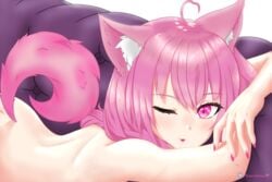 ass catgirl female female_only hispanic_female indie_virtual_youtuber latam_virtual_youtuber no_bra no_panties nude pink_eyes pink_hair suwie virtual_youtuber vtuber vtuberfanart white_skin yuuvanna