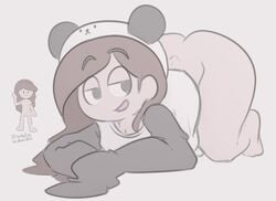 ass_up big_ass brown_hair chillypanda hat long_hair no_pants pandabutt sweater youtube youtuber