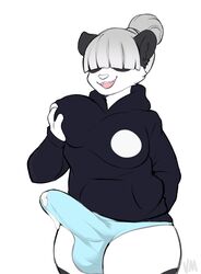 1futa aimi_(sleepysushiroll) anthro big_breasts big_bulge big_penis bodily_fluids breast_grab breasts bulge clothed clothing cum cum_through_clothes cum_through_clothing cum_through_underwear erection furry futa_only futanari genital_fluids genitals giant_panda hand_on_breast hi_res hoodie intersex mammal panties panties_bulge partially_clothed penis smile solo thick_thighs topwear underwear ursid villmix wet wet_clothing wet_underwear