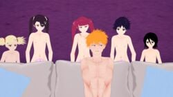 1boy 3d 5girls arisawa_tatsuki bleach dokugamine_riruka female flat_chest hiyori_sarugaki ichigo_kurosaki kuchiki_rukia kurosaki_ichigo loly_aivirrne male multiple_girls nude sarugaki_hiyori tatsuki_arisawa