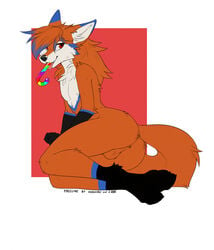 2021 anthro anus ass backsack balls biped candy candy_cane canid canine claws desert_kitsune_marlfox dessert digital_media_(artwork) digitigrade dipstick_ears ear_tuft feet fingers food fox fraya.diblidu fur furry furry_only genitals gloves_(marking) hair hi_res highlights_(coloring) leg_markings looking_back male male_only mammal markings multicolored_body multicolored_ears multicolored_fur naked neck_tuft nude orange_body orange_fur pinup pose red_eyes simple_background sitting socks_(marking) solo tail tuft white_body white_fur