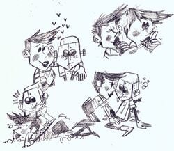 2boys blank_background blank_eyes blowjob blush blushing closed_eyes closed_mouth dark_hair don't_starve don't_starve_together dont_starve dont_starve_together empty_eyes erect_penis erection eyes eyes_closed eyes_open fellatio hair human human_male klei_entertainment male male_focus male_only mime mouth mouth_closed mouth_open no_color no_pupils open_eyes open_mouth oral penis penis_in_mouth robot robot_boy robot_male robot_on_human robot_penis sex simple_background smile smiley_face smiling traditional_media_(artwork) wes white_background white_eyes wx-78 wx78