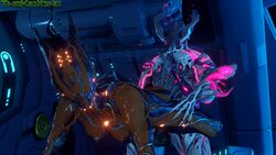 1boy 1girls 3d ass balls breasts cleavage female hand_on_thigh male male/female nidus_(warframe) penetration penis sex straight straight_sex thekidxeno thighs valkyr_(warframe) warframe watermark