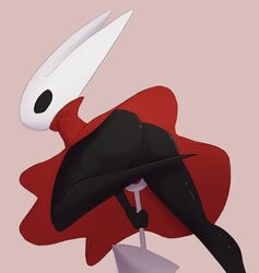 1girls ass bard-bot cameltoe cape cloak hollow_knight hornet_(hollow_knight) red_cape solo upskirt