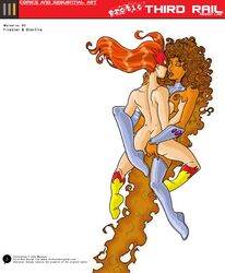 2girls angelica_jones avengers crossover dc dc_comics female female_only firestar_(marvel) human interspecies interspecies_yuri koriand'r light_skin lipstick marvel marvel_comics multiple_girls orange-skinned_female orange_skin starfire starfire_(comics) straight_hair tamaranean teen_titans trdl yuri