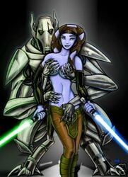 1girls aayla_secura artist_request blue_skin female general_grievous jedi star_wars twi'lek