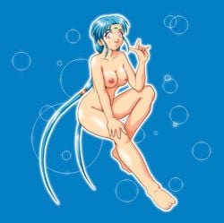 1girls blue_hair breasts female female_only goddess large_breasts long_hair mature nipples nude pale-skinned_female pale_skin solo tagme tenchi_muyo! tsunami_(tenchi_muyo!)