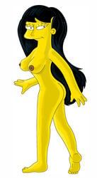 20th_century_studios accurate_art_style ass breasts color female female_only human jessica_lovejoy nipples nude side_view solo standing tagme the_simpsons yellow_body yellow_skin