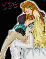 1boy 1girls arrancar artist_request bleach espada female inoue_orihime male tagme ulquiorra_cifer