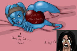 1boy 1girls aayla_secura artist_request blue_skin female jedi male quinlan_vos star_wars twi'lek