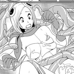 1girls bleach breasts cleavage clothing female green_hair kuna_mashiro line_art medium_breasts monochrome open_mouth rape restrained short_hair spread_legs tentacle tentacle_grab visored wide_eyed