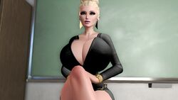 3d breasts bursting_breasts challenge classy cleavage clothed female finalheaven2 full_cleavage gigantic_breasts honey_select hourglass_figure mature_female milf office secretary teasing tight_clothes