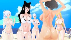 angry ass beach bikini blake_belladonna casual clothing faunus female heart_eyes human kali_belladonna koikatsu oneofmillions public rwby shocked sling_bikini swimwear weiss_schnee winter_schnee yang_xiao_long