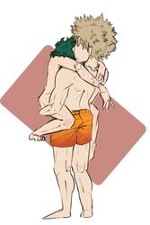 2boys anal anal_sex ass bara blonde_hair gay green_hair izuku_midoriya katsuki_bakugou male/male missrdiecko my_hero_academia swimsuit swimwear yaoi