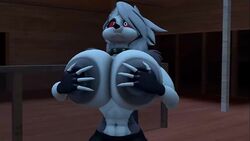 1girls 3d abs animated anthro black_body black_fur breast_growth breasts canid canid_demon demon female fingers furry grey_body grey_fur grey_hair grey_nipples growth hair hellhound helluva_boss lactation loona_(helluva_boss) milk navel nipples red_sclera sound video vivienne_medrano wallacethespideer white_eyes