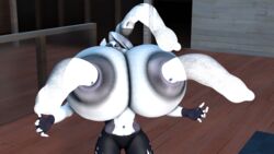 1girls 3d 5_fingers anthro black_body black_fur black_nipples breasts canid canid_demon demon excessive_size fingerless_gloves fingers furry gloves grey_body grey_fur grey_hair grey_nipples hair hellhound helluva_boss loona_(helluva_boss) nipples vivienne_medrano wallacethespideer white_body white_fur